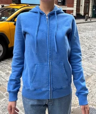 Brandy Melville Electric Blue Christy Zip Up Hoodie Fleece Regular Fit