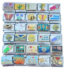 9mm Italian Charms Assorted Words Vacation Travel Flower Cactus Sandals Col 7 