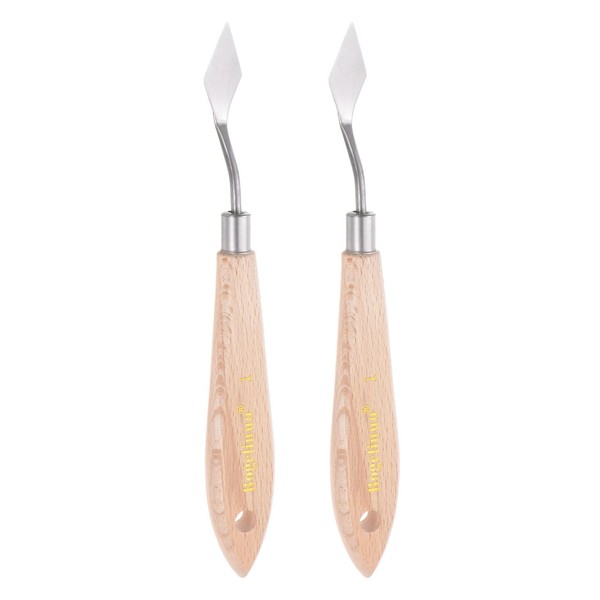 2Stk Nr.1 Malpalette-Messer Aus Edelstahl Mit Spitzem Spatel Und Buchenholzgriff-image