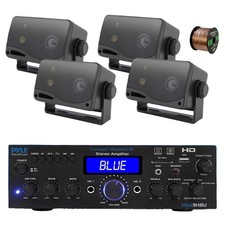 Pyle PDA9HBU 2-Channel Home Audio Bluetooth Receiver, 4x 3.5" 200W Speaker,Wire