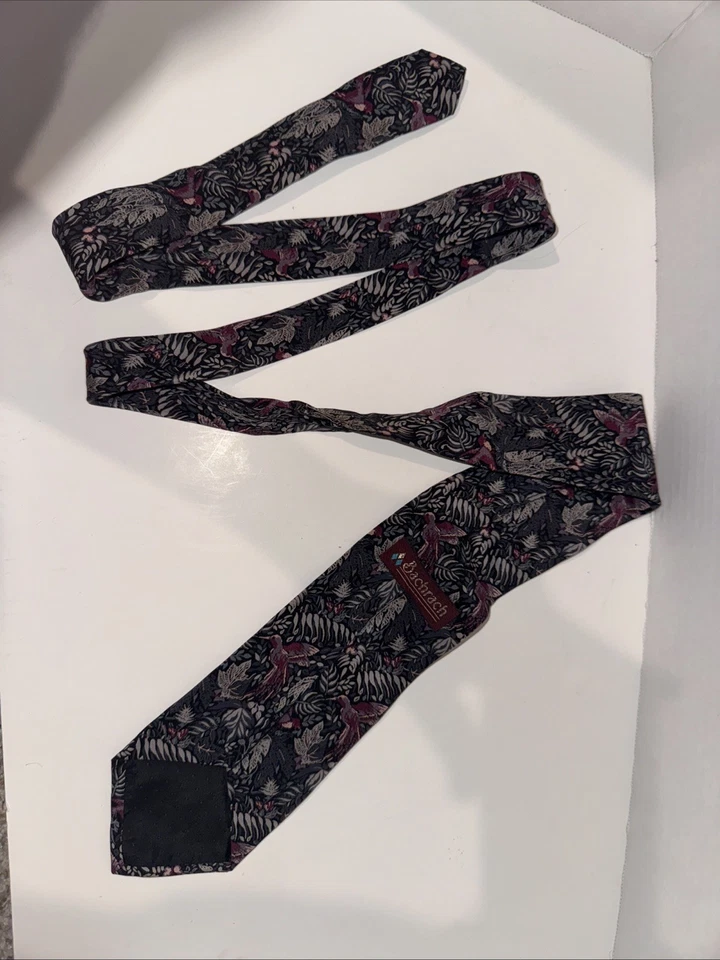 BACHRACH 100% SETA PURA SILK HUMMINGBIRD PATTER TIE MADE IN ITALY - Imagem 2 de 4