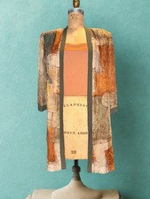Vintage 90's Y2K R M Richards Duster/Kimono Metallic Gold Retro Glam Asian 14