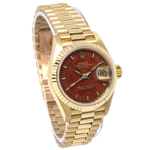 Rolex Oyster Perpetual Datejust 26mm Mahogany Dial Ref.69178 Watch 18KYG 178369