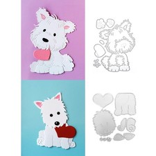 2 Set Love Heart Dog Metal Die Cuts for Card Making DIY Album Paper Craft
