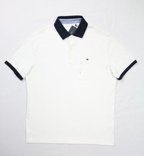 Tommy Hilfiger Mens Regular Fit Knit Polo Shirt White Embroidery Small Flag Logo