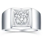 2 Ct VVS1 Near White Round Moissanite Wedding Men's Ring Sterling Silver Size 9