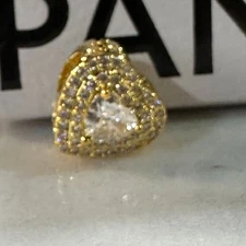 Authentic PANDORA Gold Plated Sparkling Crystal Heart Charm, Retired