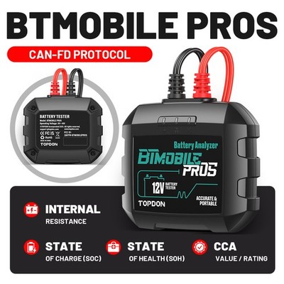 TOPDON BTMobile PROS Battery Tester, Wide CCA Range, Reverse Polarity Protection