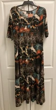 Attitudes by Renee Dress Women's Size L Butterfly Snake Print Como Jersey NEW