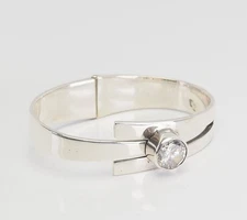 Elegant vintage modern sterling silver and sparkling crystal bracelet Mexico