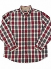 Carhartt Men  s XL Plaid Flannel Shirt Red Gray Button Up Long Sleeve Cotton