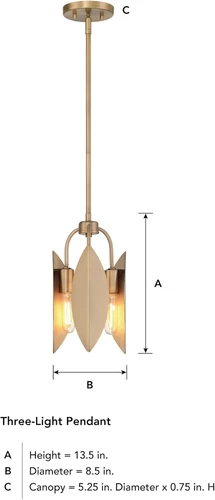 Eden 3-Light Pendant Light in Old Satin Brass for Kitchen & Dining Room - Picture 8 of 9