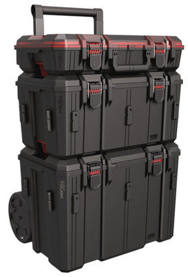 Hyper Tough Hyper Stack Rolling Toolbox 3 Piece Modular Set, Black