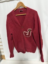 Vintage 60  s Sweater 100 Wool Red Men  s Med Varsity Fast Shipping