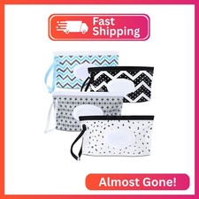 FEBSNOW 4 Pack Baby Wipe Dispenser, Portable Refillable Wipe Holder, Baby Wipes