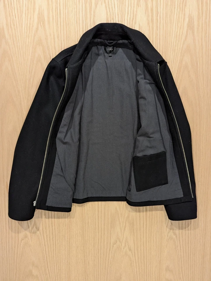 JCREW Wool Quad Jacket Black L zip skiff city harrington detroit university - Image 2 of 4