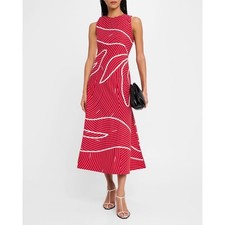 NWT LOVEBIRDS Rosie Sleeveless Striped Cotton Midi Dress in Crimson Size XL