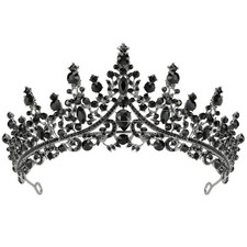 Black Gothic Tiara Crown for Women Black Swan Wedding Halloween Prom Cosplay