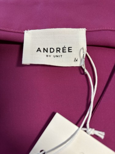 Andree By Unit 1X Top Shirt Blouse Pink New NWT Easy Care V Neck - Picture 9 of 10