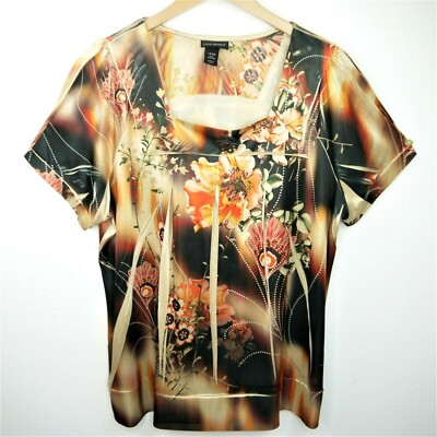 Lane Bryant Venezia SIZE 22/24 Tunic Floral Sublimation Embellished Jewel Tunic
