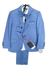 Kids Toddler Boys Suit Set with Vest and bow tie Blue 