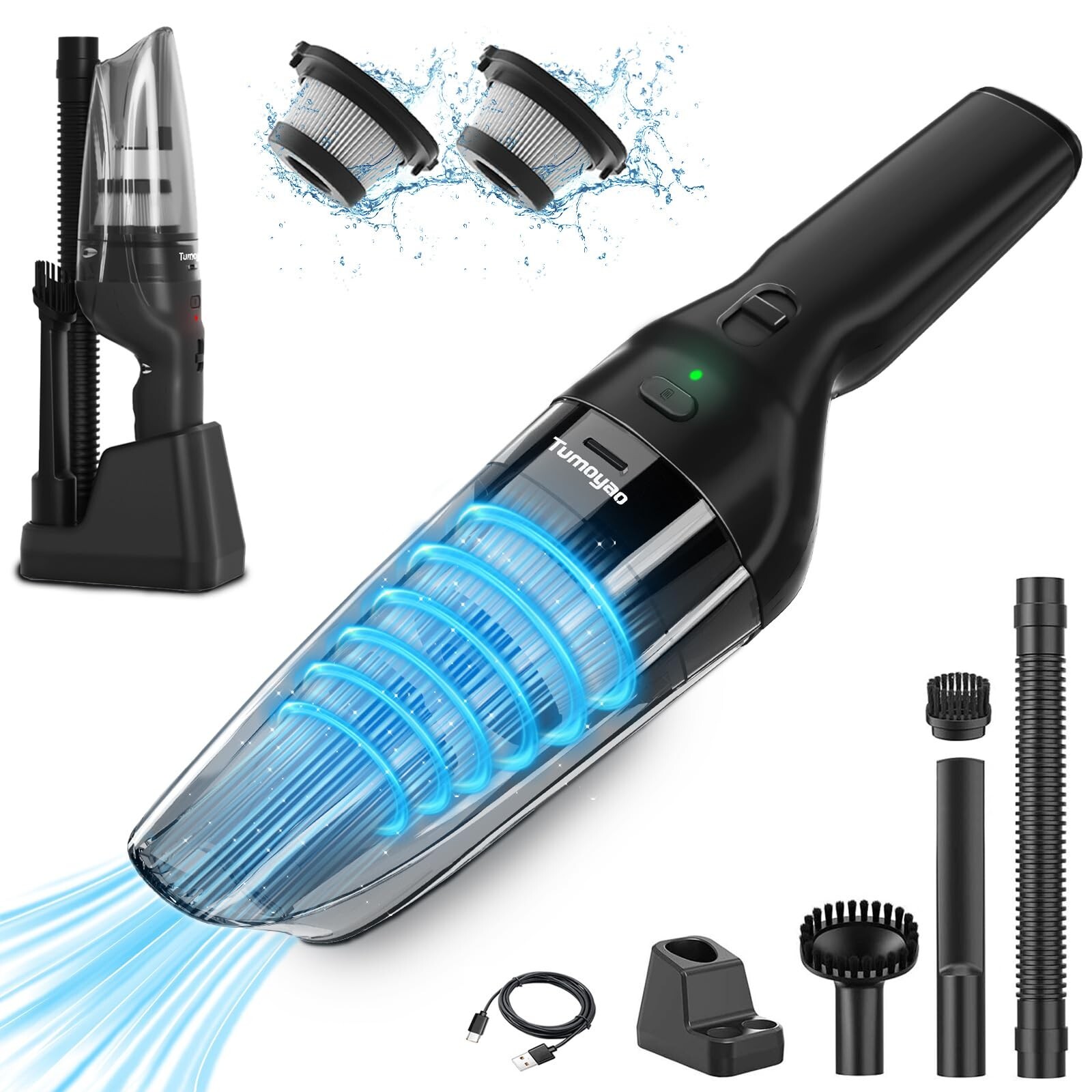 Powerful 9500PA Cordless Handheld Car Vacuum with 2-in-1 Charging