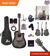 Full Size Cutaway Carved Acoustic Guitar - Adult Beginner Starter Bundle - 41"