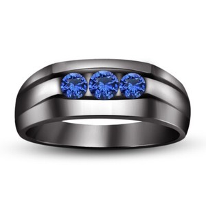 sapphire pinky 14k ct finish ring band cut round gold