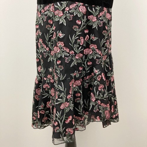 Anthropologie ML Monique Lhuillier Embroidered Lace Dress Size 14W Black Floral - Picture 5 of 11