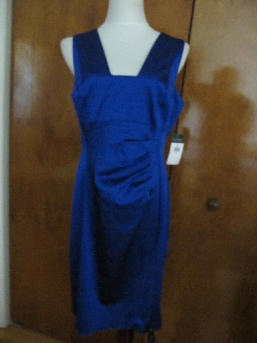 blue cocktail dress size 14 Richard Chai NWT Blue Satin Cocktail Dress Juniors Size 14 Wedding Racerback