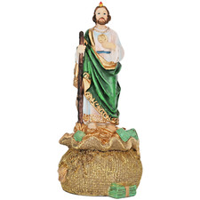 Figura Estatua Resina San Judas Tadeo 8" con Saco De Monedas St. Jude