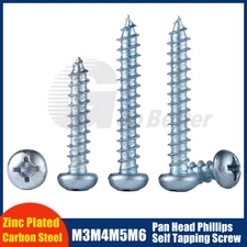 Pan Head Phillips Drive Self Tapping Screws M3 - M6 Zinc Plated Steel DIN 7981