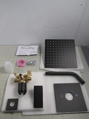 Airuida Shower Faucet Set Matte Black 8'' Shower Head Rough In Valve & Trim NEW