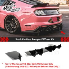For Ford Mustang Gt W Quad Exhaust Tip 18-23 Shark Fin Rear Bumper Diffuser Kit For Ford Mustang Gt W Quad Exhaust Tip 18-23 Shark Fin Rear Bumper Diffuser Kit