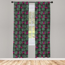 Flamingo Curtains 2 Panel Set Zoo Animals in Pink