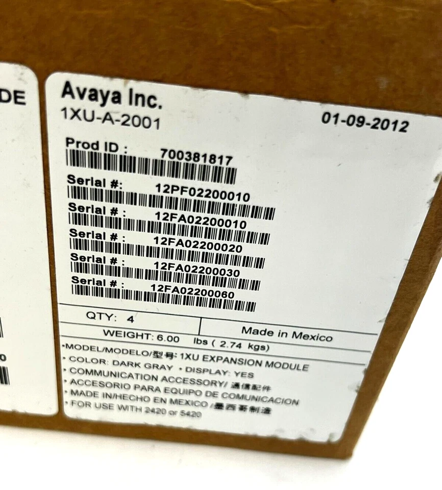 Avaya 1XU Expansion Module 1XU-A-2001 700381817 / NEW SEALED - Image 2 of 2
