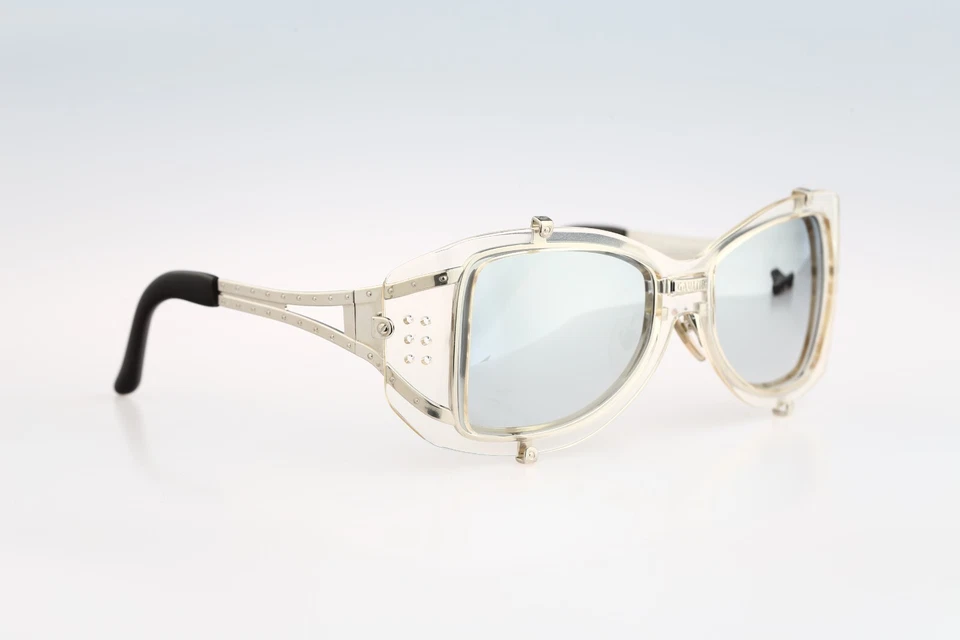 Jean Paul Gaultier 56-6204, Vintage 90s clear side shields steampunk sunglasses - Image 3 of 4