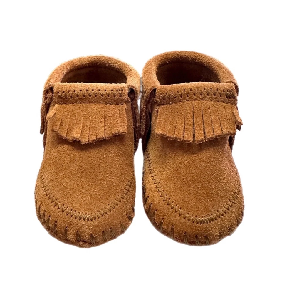 Minnetonka Riley Botines de Cuero Botas Zapatos INFANTIL TALLA 2 Foto 2 de 4