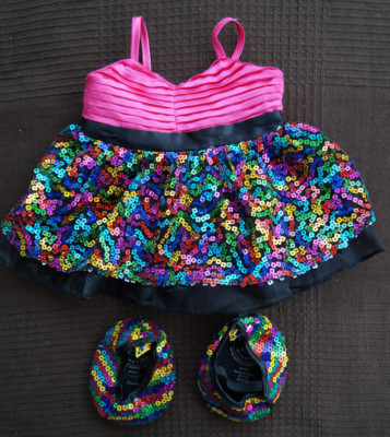 Build a Bear MEGA COOL Paliettenkleid Kleid & Schuhe Set Teddybekleidung