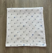 Aden  Anais Mini / Small Muslin Security Blanket White Blue Gray Dots Lovey
