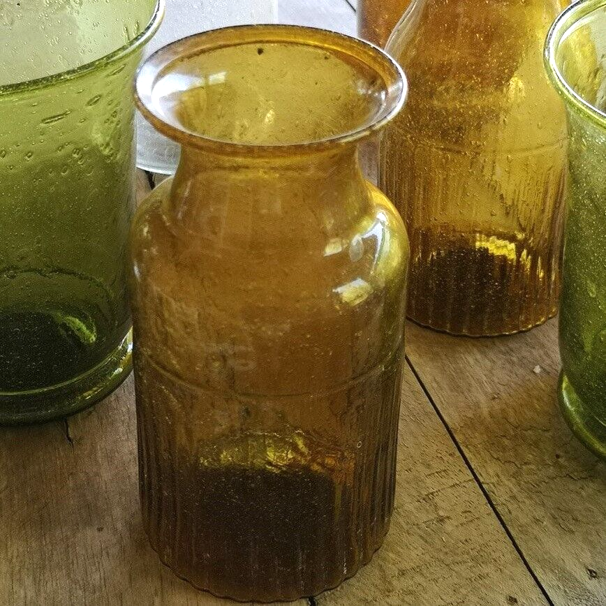 Rustic Recycled Glass Bottle Vase - Amber