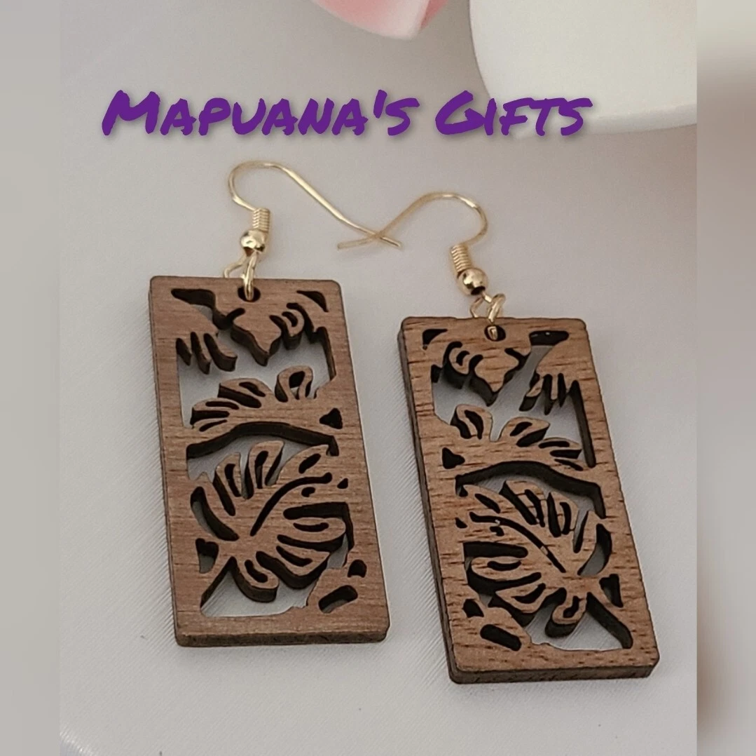 Hawaiian wood earrings deals