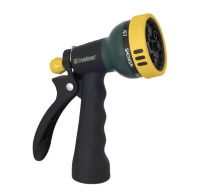 Melnor T131 Spray Watering Nozzle 7-Pattern Adjust Tip Rubber Grip Trigger Lock