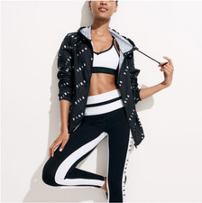 VICTORIA'S SECRET PINK FULL ZIP ANORAK HOODED JACKET BLACK XS/S