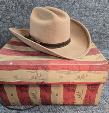 Doeskin Felt Wool Hat Cowboy Horse RiderVintage Beige Made in USA Women S/Youth