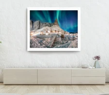 Village Print, Mountain Wall Art, Snow Aeria Framed Nature Wall Art,Natural