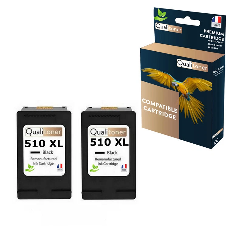 PG 510XL, 2 Cartouche d'encre compatible pour CANON PG510 XL Noir - Pixma MP495 - Photo 1/1