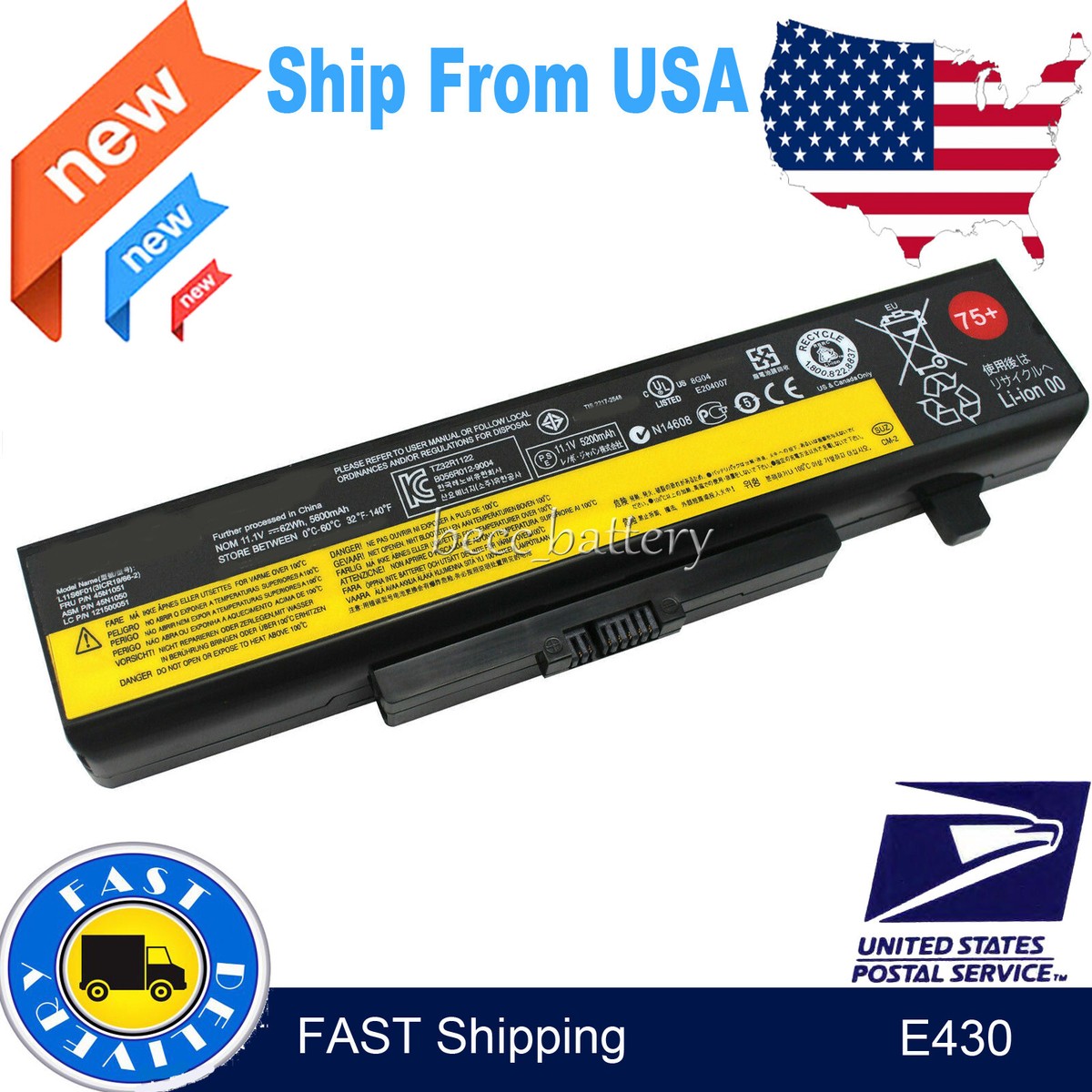 Battery for Lenovo ThinkPad Edge E430 E530 E540 E545 45N1045