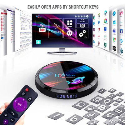 H96 Max X3 Smart TV Box Amlogic S905X3 4GB RAM 128GB ROM Dual + 2 Fernbedienungen UK PSU