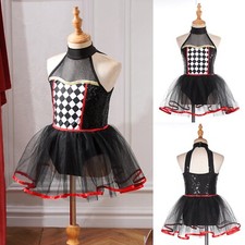 Girls Dancewear Leotard Cosplay One-piece Tutu Dress Halter Neck Costume Party